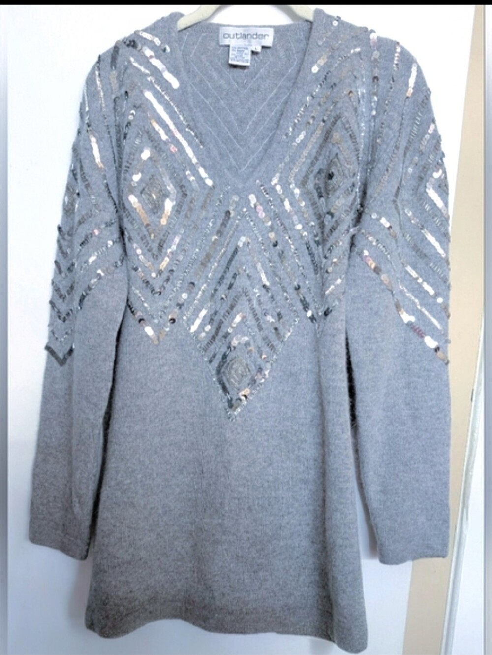 Stunning Outlander Lambwool And Rabbit 🐇 Angora Sequined And Beaded Sweater L